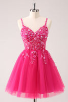 Laden Sie das Bild in den Galerie-Viewer, A Linie Blush Spaghettiträger Tüll Korsett Pailletten Abiballkleid mit Applikationen