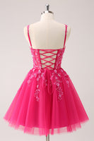 Laden Sie das Bild in den Galerie-Viewer, A Linie Blush Spaghettiträger Tüll Korsett Pailletten Abiballkleid mit Applikationen