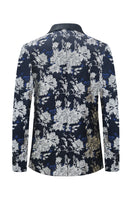 Laden Sie das Bild in den Galerie-Viewer, Schwarz Weiß Blumen bedruckt Schal Revers 2 Stück Männer Anzüge