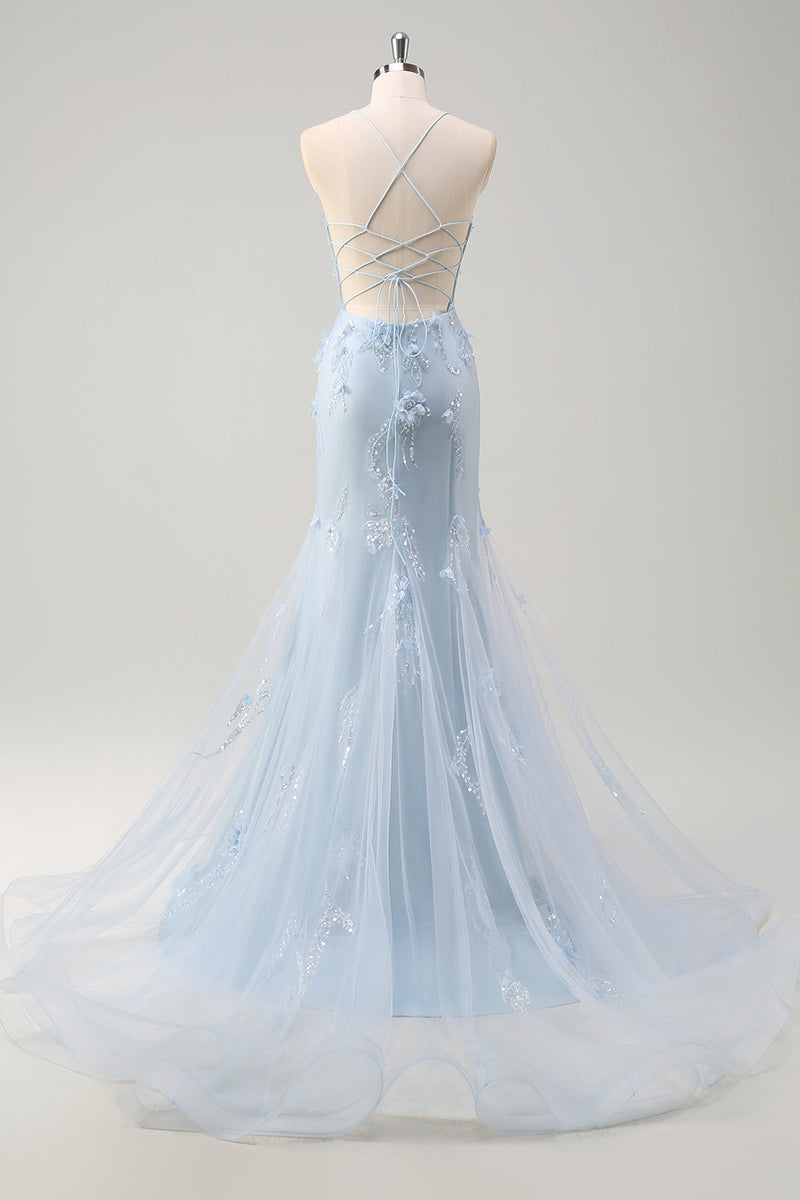 Laden Sie das Bild in den Galerie-Viewer, Grünes Meerjungfrauen Korsett 3D-Blumen Übergröße Langes Ballkleid mit Schnürung hinten