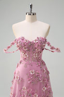 Laden Sie das Bild in den Galerie-Viewer, Taro Lila A-Linie Schulterfreies Langes Ballkleid mit Schlitz