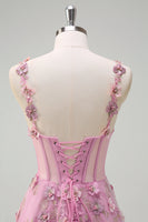 Laden Sie das Bild in den Galerie-Viewer, Taro A-Linie Korsett Schlitz Langes Ballkleid mit 3D-Blumen