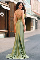 Laden Sie das Bild in den Galerie-Viewer, Funkelndes Meerjungfrauen Armeegrünes Korsett Langes Ballkleid mit Schlitz