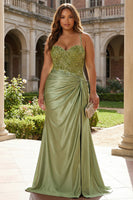 Laden Sie das Bild in den Galerie-Viewer, Plus-Size Meerjungfrauen Dusty Rose Korsett Langes Ballkleid mit Schlitz