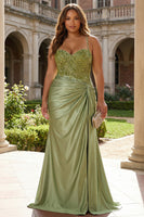 Laden Sie das Bild in den Galerie-Viewer, Königsblaues Meerjungfrau Spaghettiträger Plissee Kleid mit Spitze Applikationen