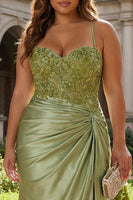 Laden Sie das Bild in den Galerie-Viewer, Plus-Size Meerjungfrauen Dusty Rose Korsett Langes Ballkleid mit Schlitz