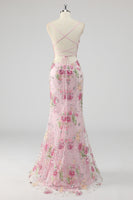 Laden Sie das Bild in den Galerie-Viewer, Meerjungfrau Spaghettiträger Pailletten Schwarzes Ballkleid mit Applikationen