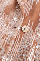 Laden Sie das Bild in den Galerie-Viewer, Glitzernde staubige Rose Samt Pailletten mit gekerbtem Revers 2-teilige Anzüge