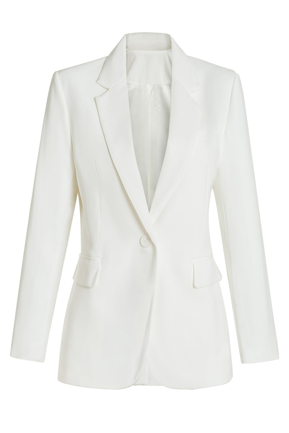 Weißer taillierter einreihiger Midi Blazer für Damen