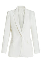 Laden Sie das Bild in den Galerie-Viewer, Weißer taillierter einreihiger Midi Blazer für Damen