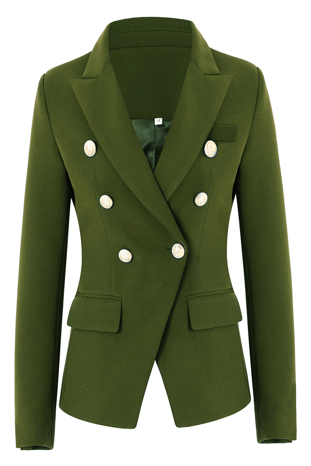 Armeegrüner Midi-Blazer mit Peak Revers für Damen