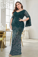 Laden Sie das Bild in den Galerie-Viewer, Burgundy Glitzer Meerjungfrauen Ballkleid mit V-Ausschnitt und Perlen