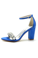 Laden Sie das Bild in den Galerie-Viewer, Königsblaue Ballsandalen mit Strass und Knöchelriemen