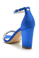 Laden Sie das Bild in den Galerie-Viewer, Königsblaue Ballsandalen mit Strass und Knöchelriemen