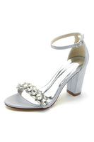 Laden Sie das Bild in den Galerie-Viewer, Königsblaue Ballsandalen mit Strass und Knöchelriemen