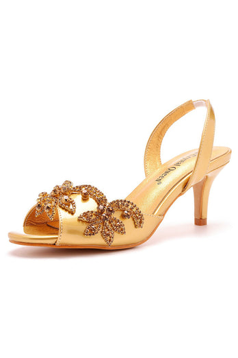 Goldene Hochzeitsschuhe spitze Zehenpartie modische elegante formelle Pumps für Kleider