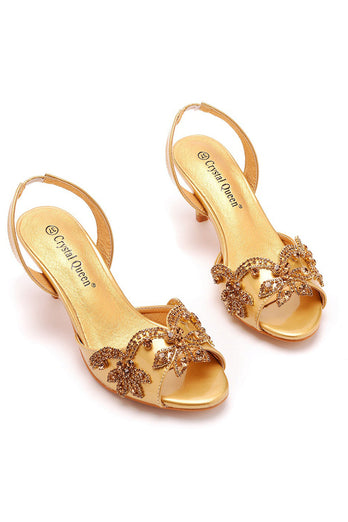 Goldene Hochzeitsschuhe spitze Zehenpartie modische elegante formelle Pumps für Kleider