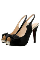 Laden Sie das Bild in den Galerie-Viewer, Champagner Schleife Fischmaul Plateau Hoher Absätze