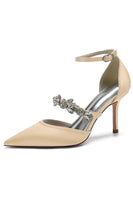 Laden Sie das Bild in den Galerie-Viewer, Elfenbeinfarbene Strass Spitze Hoher Absätze