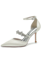 Laden Sie das Bild in den Galerie-Viewer, Elfenbeinfarbene Strass Spitze Hoher Absätze