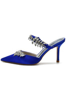 Laden Sie das Bild in den Galerie-Viewer, Königsblaue spitz zulaufende Strass Stiletto Sandalen