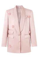 Laden Sie das Bild in den Galerie-Viewer, Blush Schal Revers Damen Blazer mit 3D Blumen
