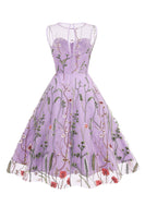 Laden Sie das Bild in den Galerie-Viewer, Blush A Linie Bateau Ausschnitt Ärmel 1950er Jahre Kleid