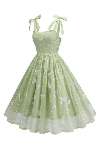 Blumen Lila A-Linie Spaghettiträger Kleid aus den 1950er Jahren