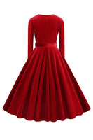 Laden Sie das Bild in den Galerie-Viewer, Gelbes V-Ausschnitt Kleid mit langen Ärmeln