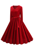 Laden Sie das Bild in den Galerie-Viewer, Gelbes V-Ausschnitt Kleid mit langen Ärmeln