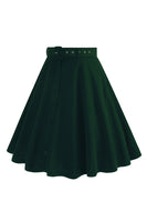 Laden Sie das Bild in den Galerie-Viewer, Schwarzer lässiger A-Linie Midirock mit Knopfleiste