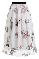 Laden Sie das Bild in den Galerie-Viewer, Aprikose A-Linie Chiffon Midi-Rock mit hohem Taillen