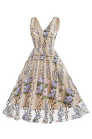 Laden Sie das Bild in den Galerie-Viewer, Schwarzes ärmelloses elegantes Vintage Kleid mit floraler Spitzenstickerei