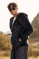 Laden Sie das Bild in den Galerie-Viewer, Schwarzer Herrenmantel Kunstpelz Lange Ärmel Winter Oberbekleidung