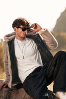 Laden Sie das Bild in den Galerie-Viewer, Khaki Reißverschluss Fleece Hoodie Herren Wintermantel