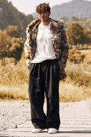 Laden Sie das Bild in den Galerie-Viewer, Brauner dicker langer Kapuzen Langarm Winter Kunstpelzmantel für Herren