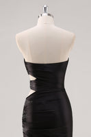 Laden Sie das Bild in den Galerie-Viewer, Glitzerndes Herzausschnitt Schwarzes Etui Ballkleid mit Schlitz