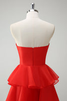 Laden Sie das Bild in den Galerie-Viewer, Orange Herzausschnitt Prinzessin Gestuftes Langes Ballkleid mit Schlitz