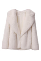 Laden Sie das Bild in den Galerie-Viewer, Schwarzer kurzer Mantel mit gekerbtem Revers und langen Ärmeln aus Kunstpelz