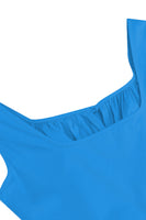 Laden Sie das Bild in den Galerie-Viewer, Blaues A-Linie Midikleid mit quadratischem Ausschnitt aus den 1950er Jahren