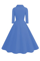 Laden Sie das Bild in den Galerie-Viewer, Gelbes Peter-Pan-Kragen Langärmeliges A-Linie Midikleid aus den 1950er Jahren