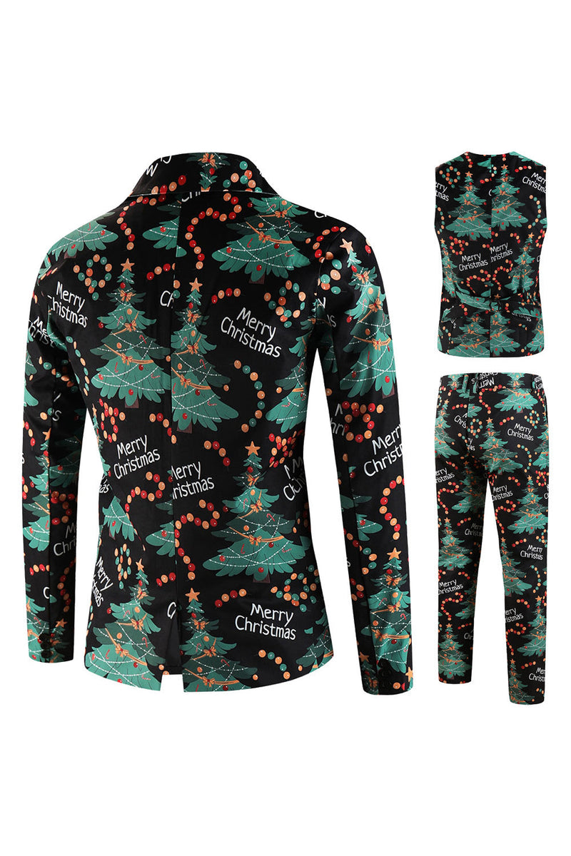 Laden Sie das Bild in den Galerie-Viewer, Dunkelgrüner 3-teiliger Herrenanzug für die Weihnachtsfeier