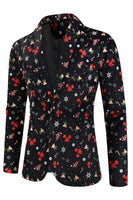 Laden Sie das Bild in den Galerie-Viewer, Schwarze Weihnachten bedruckt 3 Stück Herren Festival Anzüge mit gekerbtem Revers