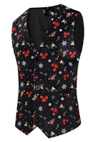 Laden Sie das Bild in den Galerie-Viewer, Schwarze Weihnachten bedruckt 3 Stück Herren Festival Anzüge mit gekerbtem Revers