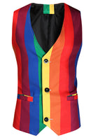 Laden Sie das Bild in den Galerie-Viewer, Gelbe Regenbogenstreifen mit gekerbtem Revers Herren Partyanzüge