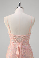 Laden Sie das Bild in den Galerie-Viewer, Blush Meerjungfrau Spaghettiträger Korsett Pailletten Langes Ballkleid