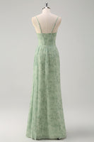 Laden Sie das Bild in den Galerie-Viewer, Meerjungfrau Blumen Korsett Gerafftes Langes Ballkleid mit Schlitz Dusty Sage