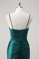 Laden Sie das Bild in den Galerie-Viewer, Glitzerndes dunkelgrünes Meerjungfrauen Spaghettiträger Ballkleid