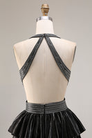 Laden Sie das Bild in den Galerie-Viewer, Fuchsia A-Linie Neckholder Stufen Ballkleid mit Perlen