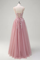 Laden Sie das Bild in den Galerie-Viewer, Königsblaues A-Linie Pailletten Ballkleid mit Spaghettiträgern und Schlitz